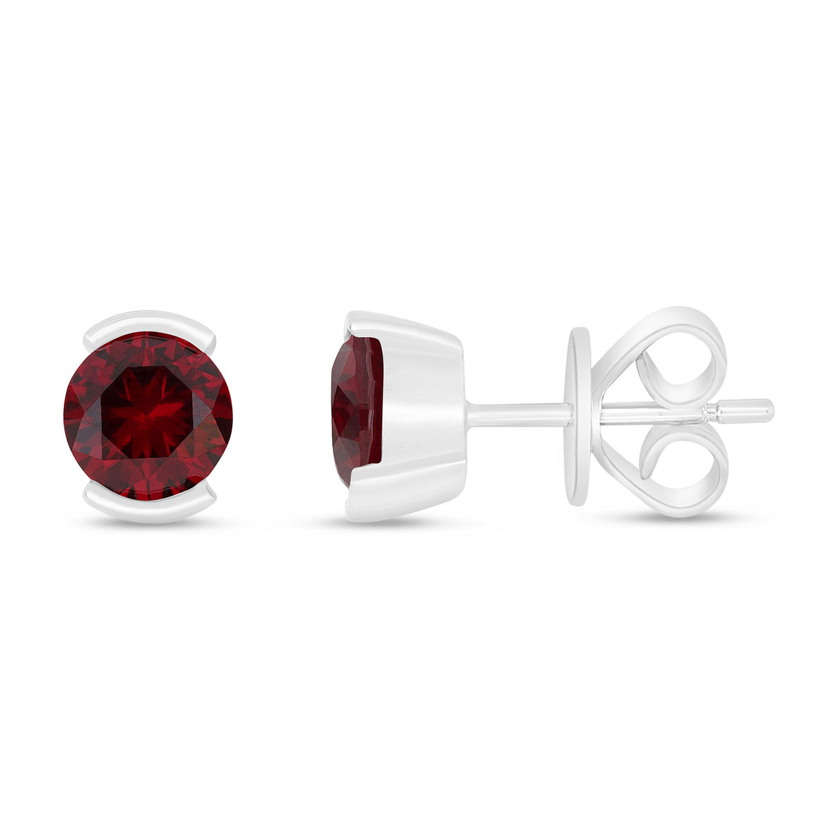 Sterling Silver 925 Earring Rhodium Plated Embedded With Ruby Corundum