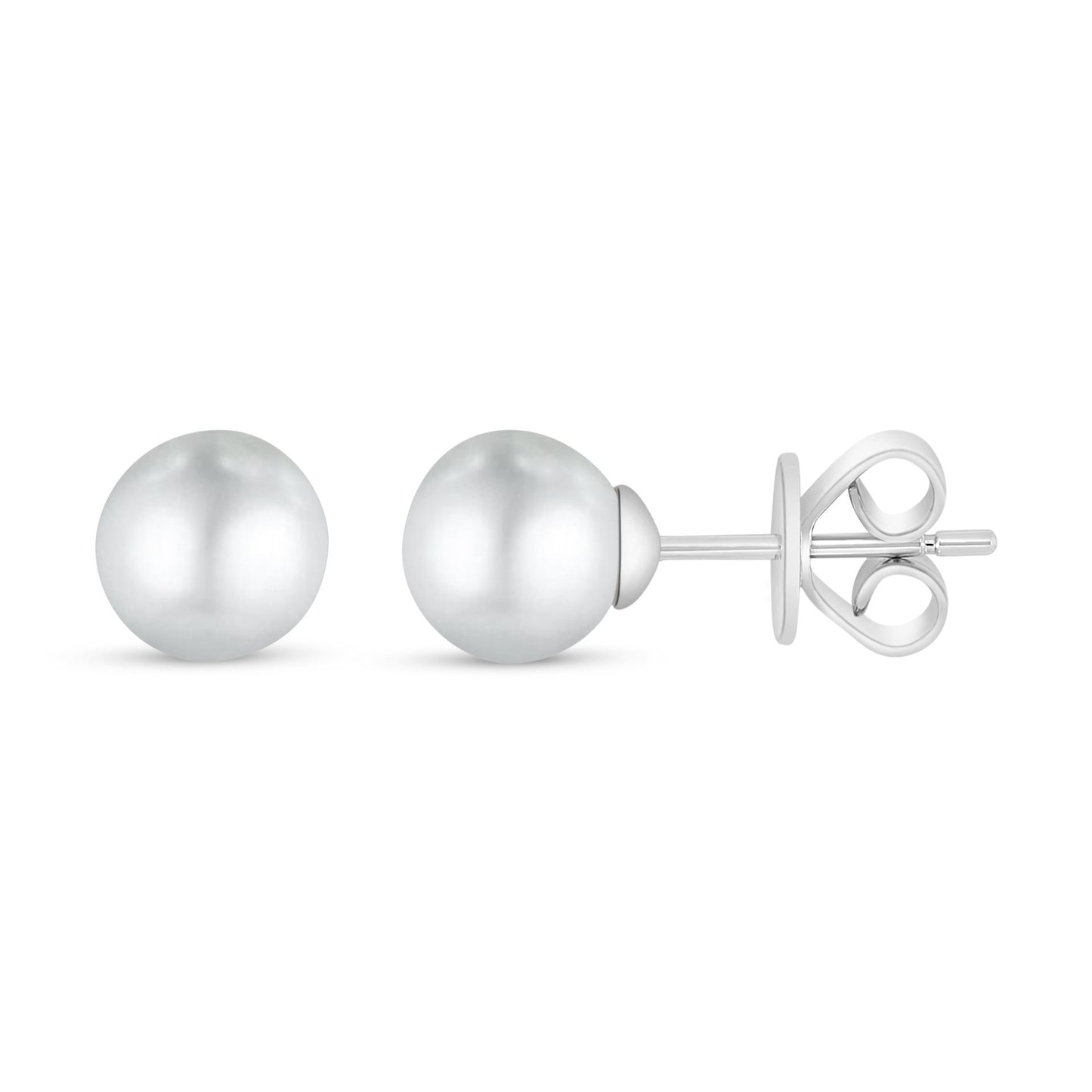 Sterling Silver 925 Earring Rhodium Plated Embedded With Natural White Pearl