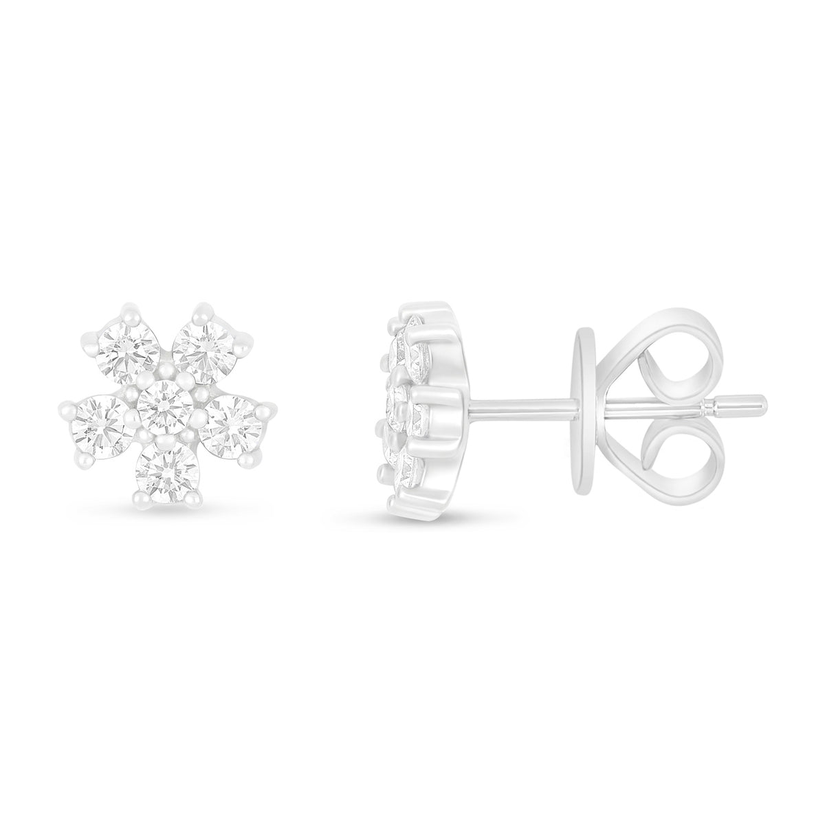 Sterling Silver 925 Earring Rhodium Plated Embedded With White Zircon