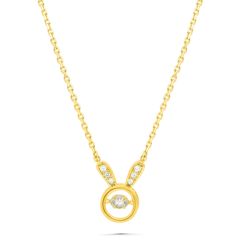 Sterling Silver 925 Necklace Gold Plated Embedded With White Zircon