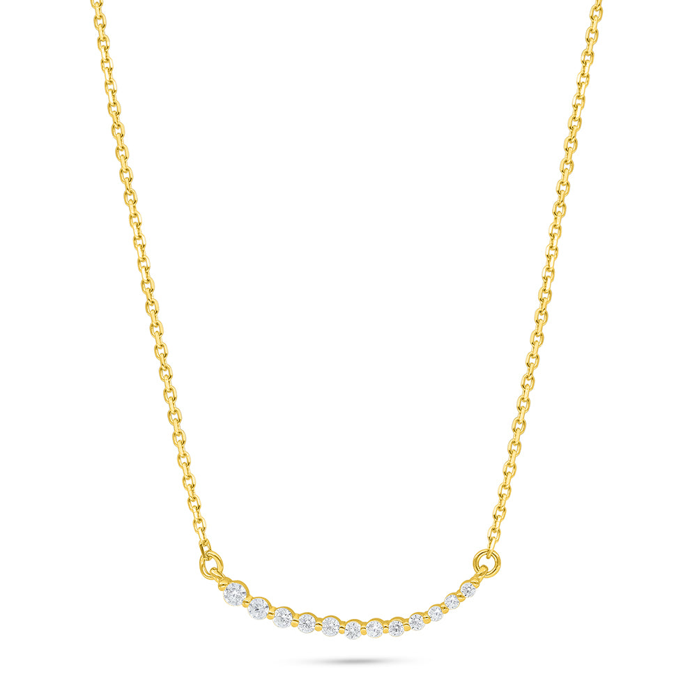 Sterling Silver 925 Necklace Golden Plated Embedded With White Zircon
