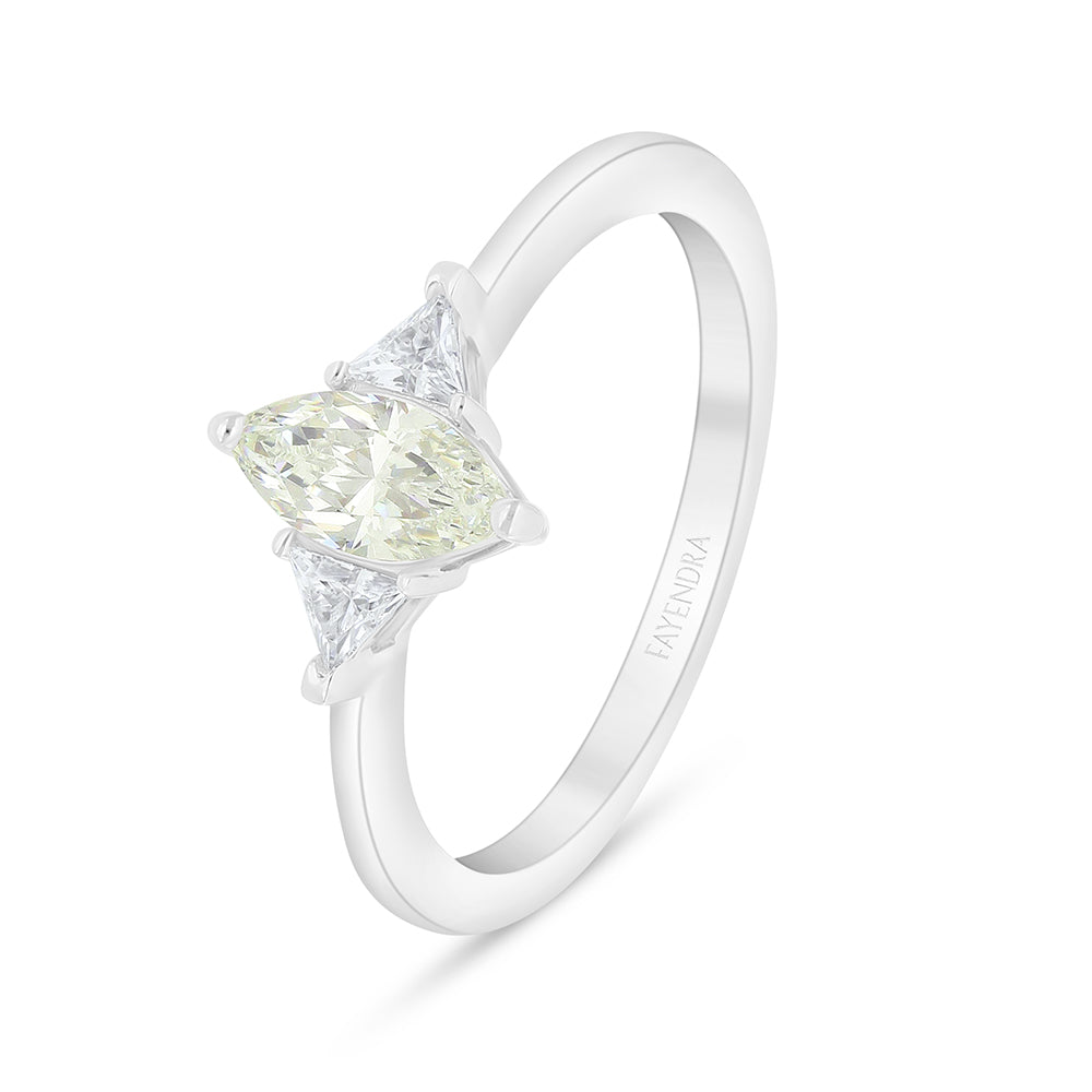 Sterling Silver 925 Ring Rhodium Plated Embedded With Diamond Zircon And White Zircon