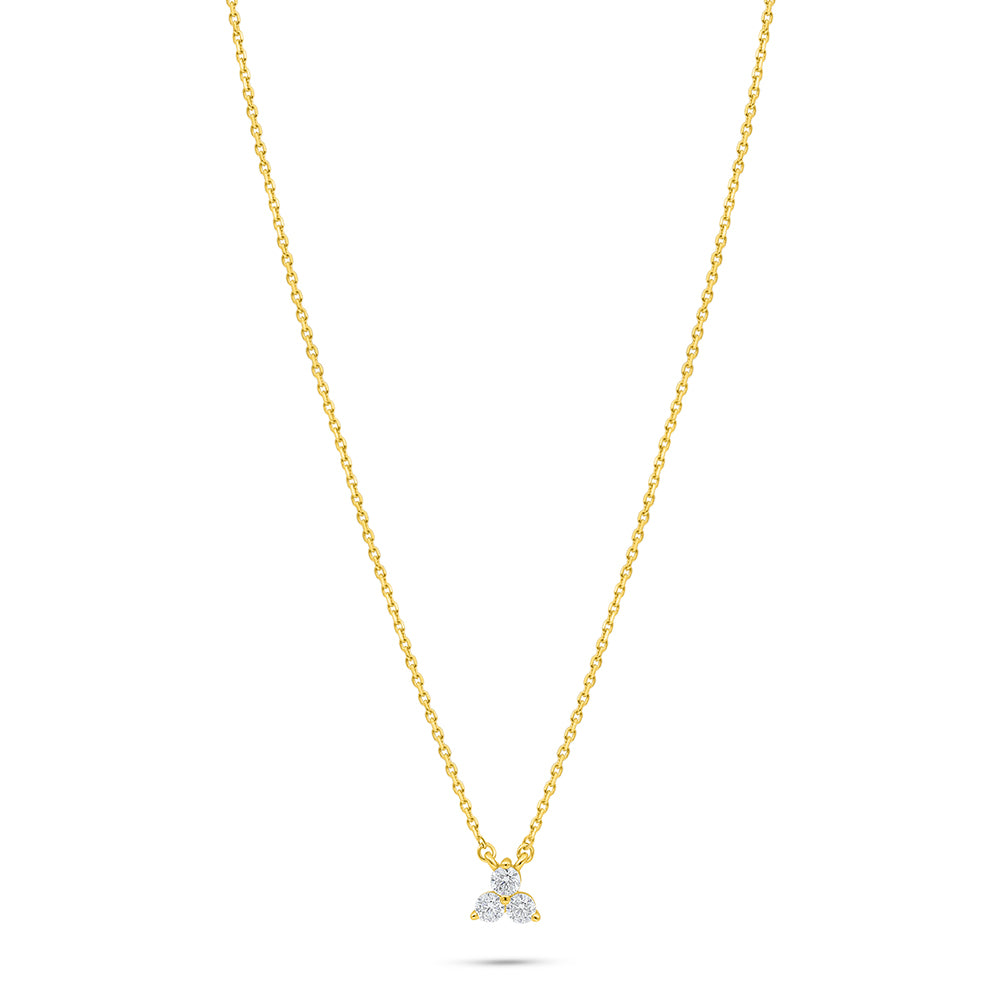 Sterling Silver 925 Necklace Golden Plated Embedded With White Zircon