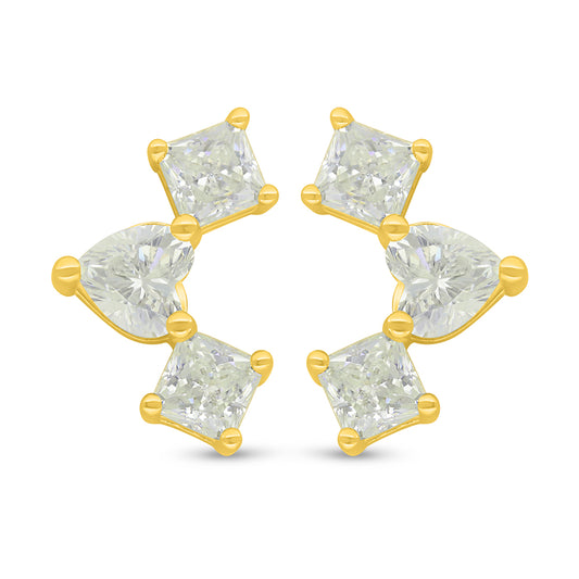 اقراط من الفضة الخالصة عيار 925 مطلية ذهبي مرصعة بالزركون الكناري الالماسي