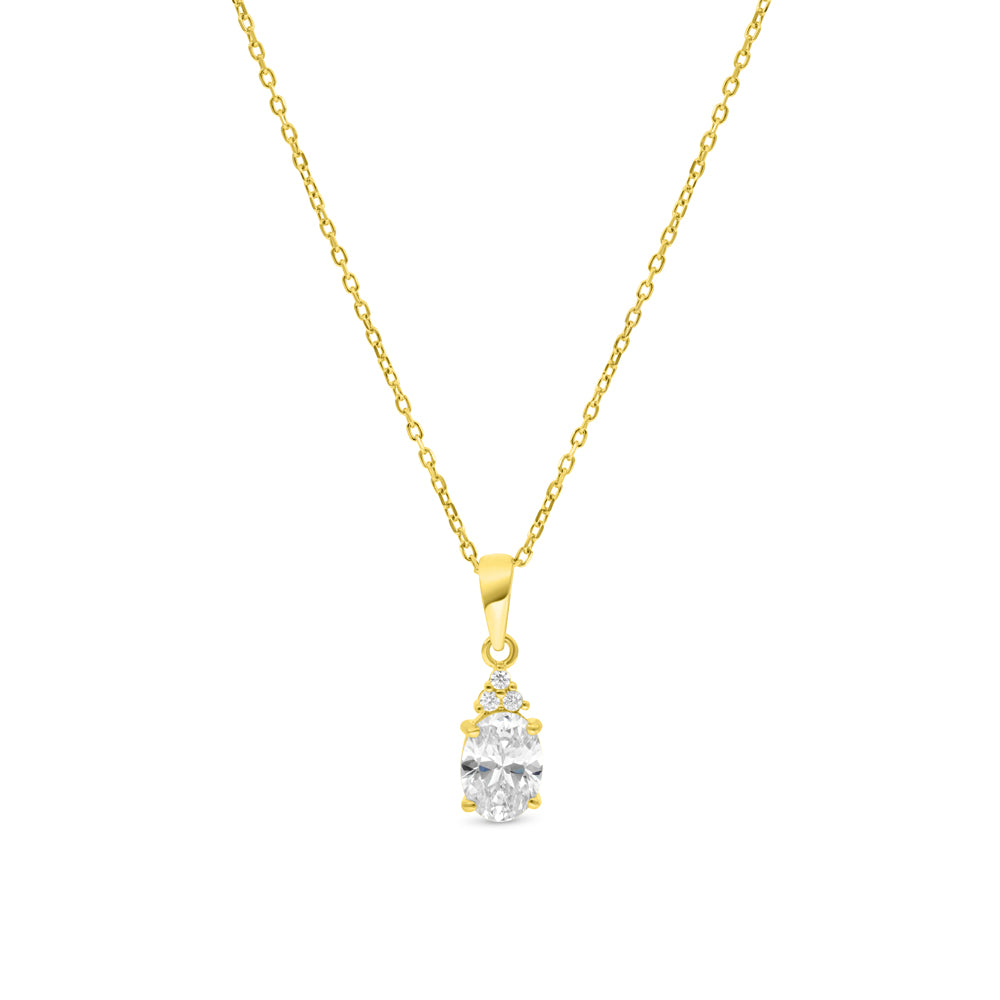 Sterling Silver 925 Necklace Gold Plated Embedded With Yellow Zircon And White CZ