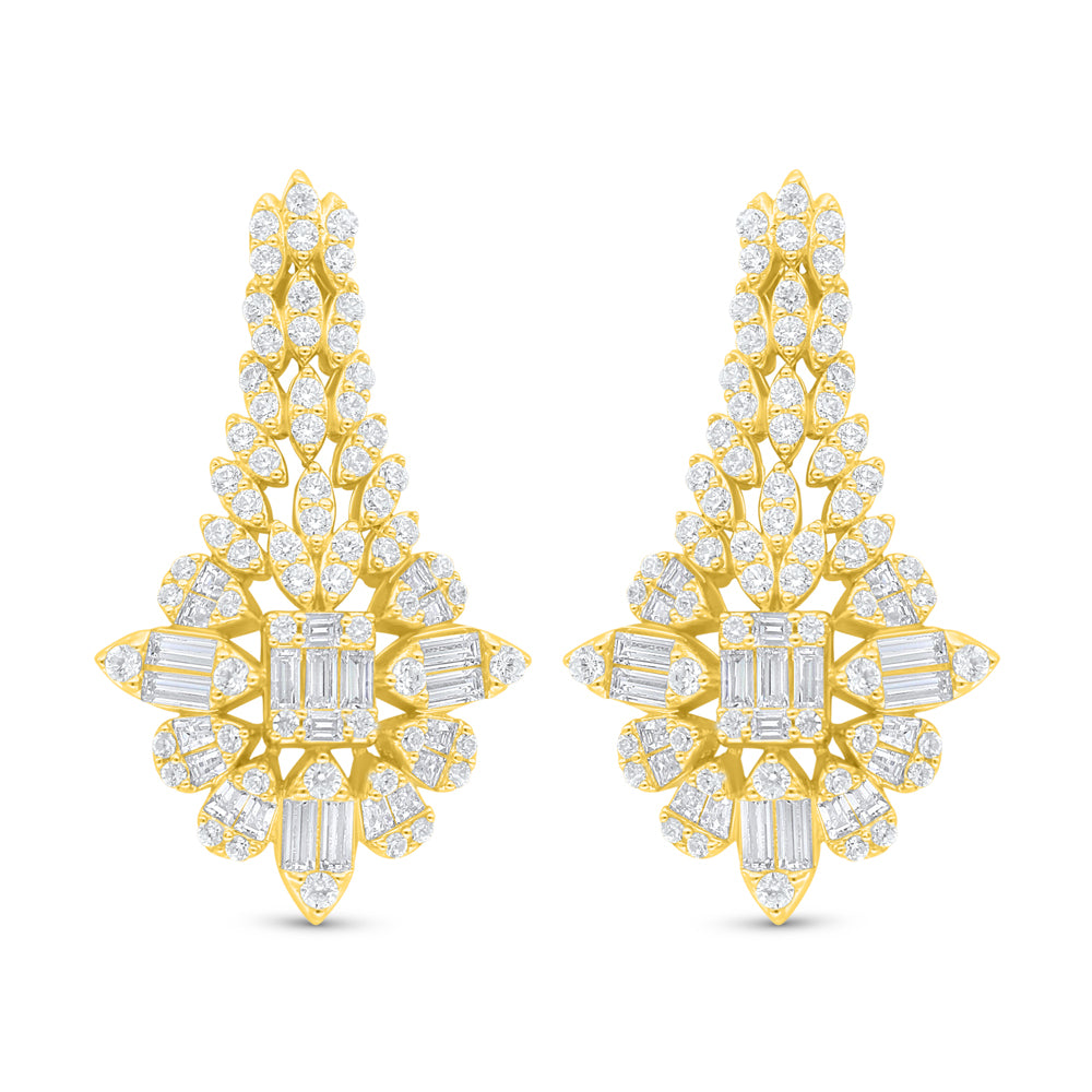 Sterling Silver 925 Earring Golden Plated Embedded With White Zircon
