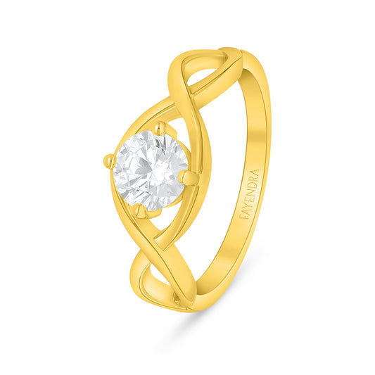 خاتم من الفضة الخالصة عيار 925 مطلي ذهبي مرصع فص ابيض