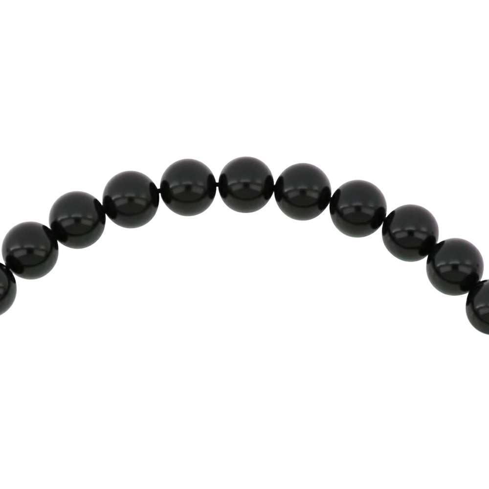 Rosary 33 Sterling Silver 925 Set Oxidized Embedded With Black Agate Cabochon Bead 10 mm LOGO