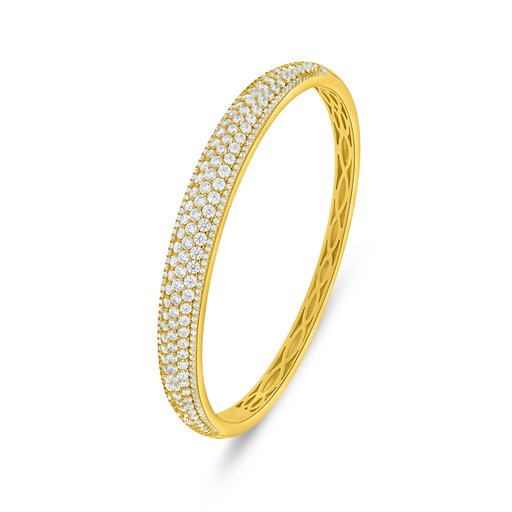 [BNG02WCZ01000A131] Sterling Silver 925 Bangle Golden Plated Embedded With White Zircon (52*58)M
