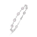 Sterling Silver 925 Bracelet Rhodium Plated Embedded With Pink Zircon And White Zircon