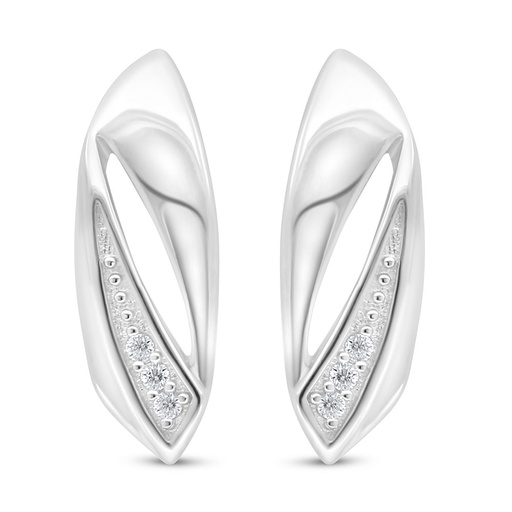 [EAR01WCZ00000D011] Sterling Silver 925 Earring Rhodium Plated Embedded With White Zircon