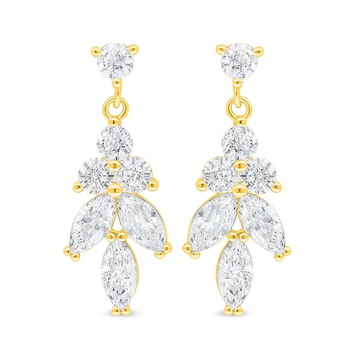 [EAR02WCZ00000C983] Sterling Silver 925 Earring Golden Plated Embedded With White Zircon