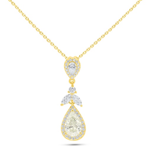 [NCL02CIT00WCZC083] Sterling Silver 925 Necklace Golden Plated Embedded With Diamond Color And White Zircon