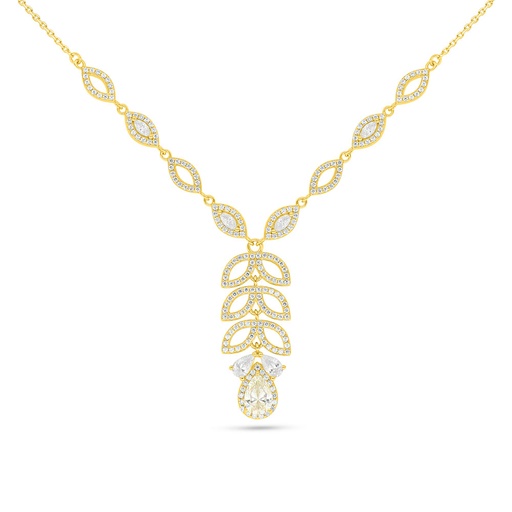 [NCL02CIT00WCZC087] Sterling Silver 925 Necklace Golden Plated Embedded With Diamond Color And White Zircon