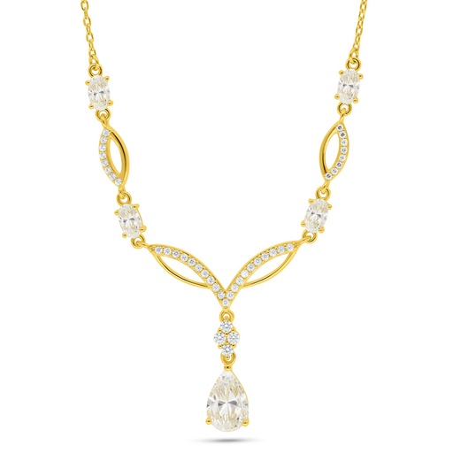 [NCL02CIT00WCZC091] Sterling Silver 925 Necklace Golden Plated Embedded With Diamond Color And White Zircon
