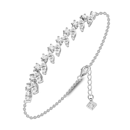 [BRC01WCZ00000B179] Sterling Silver 925 Bracelet Rhodium Plated Embedded With White Zircon
