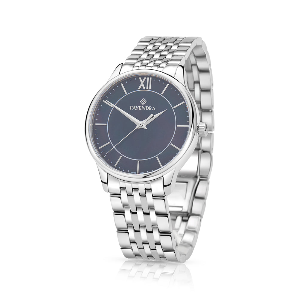 Stainless Steel 316L Watch Silver Color For Men - BLACK MOP DIAL