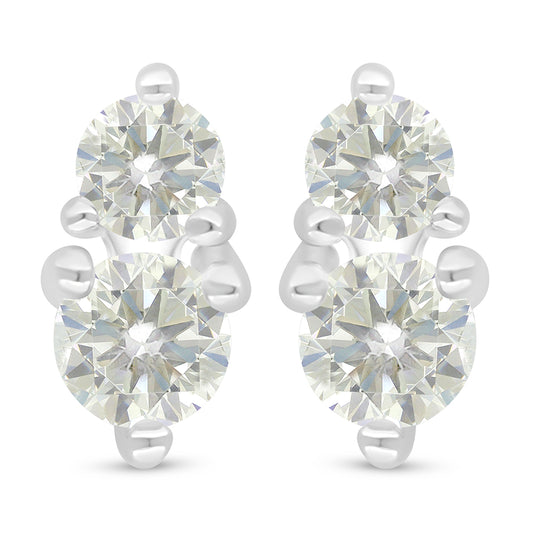 Sterling Silver 925 Earring Rhodium Plated Embedded With Diamond Zircon
