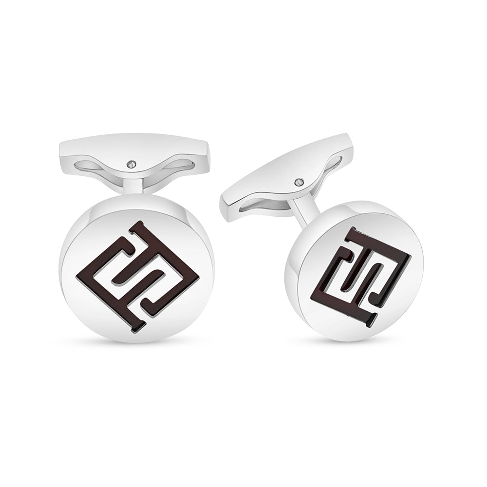 كبك ستانلس ستيل لون فضي عيار L316 مرصع احجار عقيق احمر Shiny Steel 