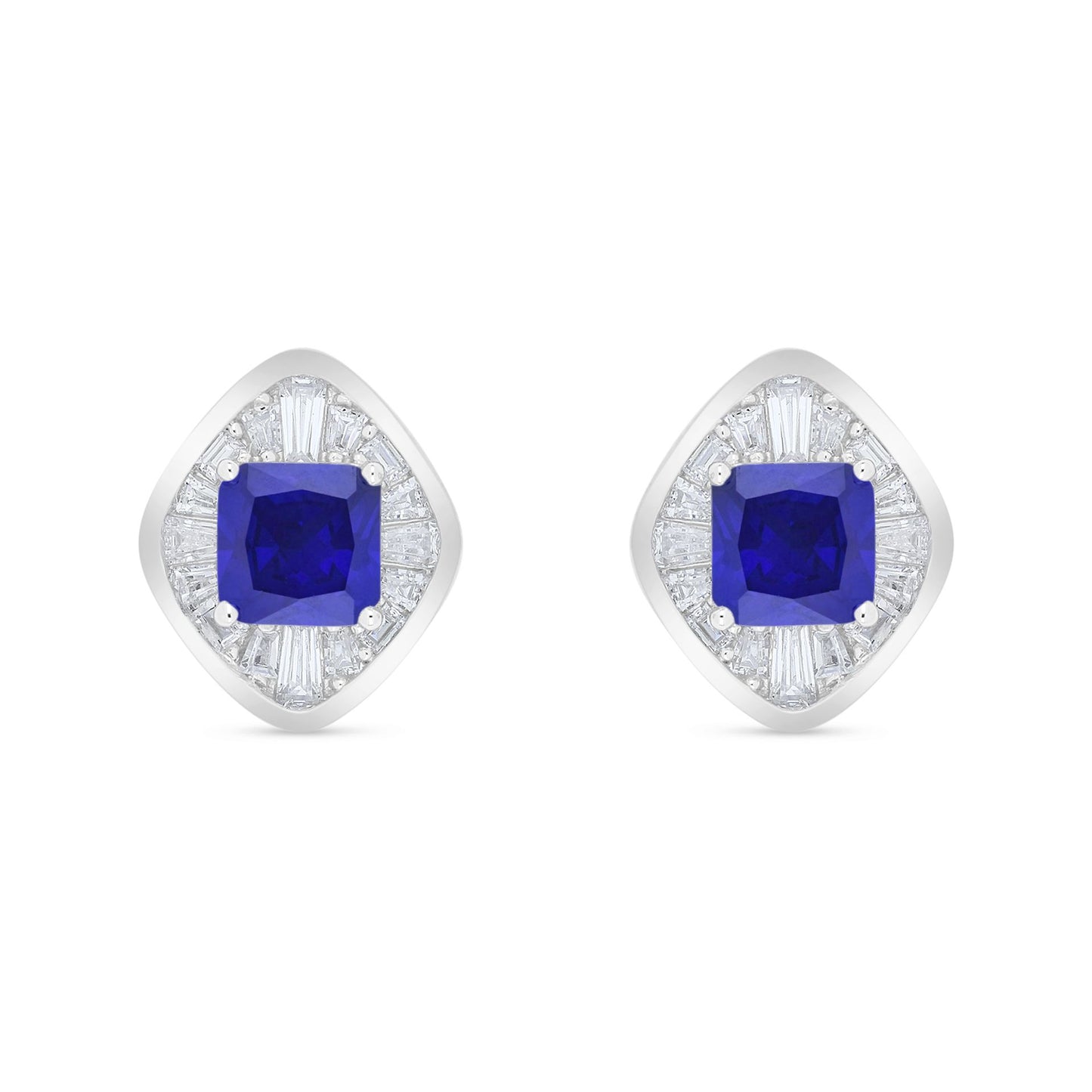اقراط من الفضة الخالصة عيار 925 مطلية روديوم مرصعة زفير كروندوم و فص ابيض