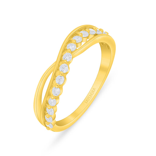 خاتم من الفضة الخالصة عيار 925 مطلي ذهبي مرصع فص ابيض