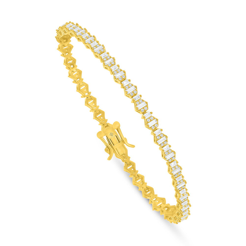 Sterling Silver 925 Bracelet Golden Plated Embedded With White Zircon