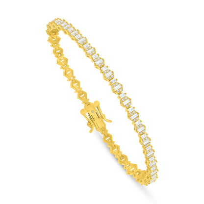 Sterling Silver 925 Bracelet Golden Plated Embedded With White Zircon