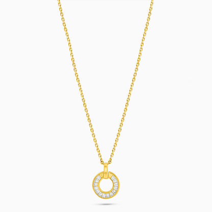 عقد من الفضة الخالصة عيار 925 مطلي ذهبي مرصع فص ابيض