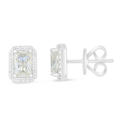 Sterling Silver 925 Earring Rhodium Plated Embedded With Diamond Zircon And White Zircon