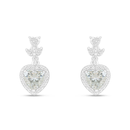 Sterling Silver 925 Earring Rhodium Plated Embedded With Diamond Zircon And White Zircon