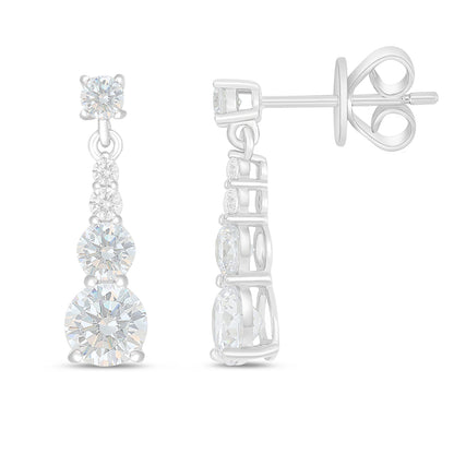 Sterling Silver 925 Earring Rhodium Plated Embedded With White Zircon