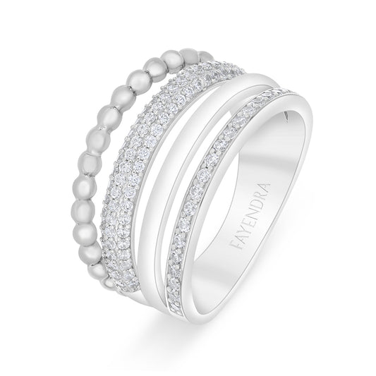 خاتم من الفضة الخالصة عيار 925 مطلي روديوم مرصع فص ابيض