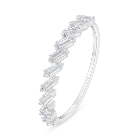 Sterling Silver 925 Ring Rhodium Plated Embedded With White Zircon
