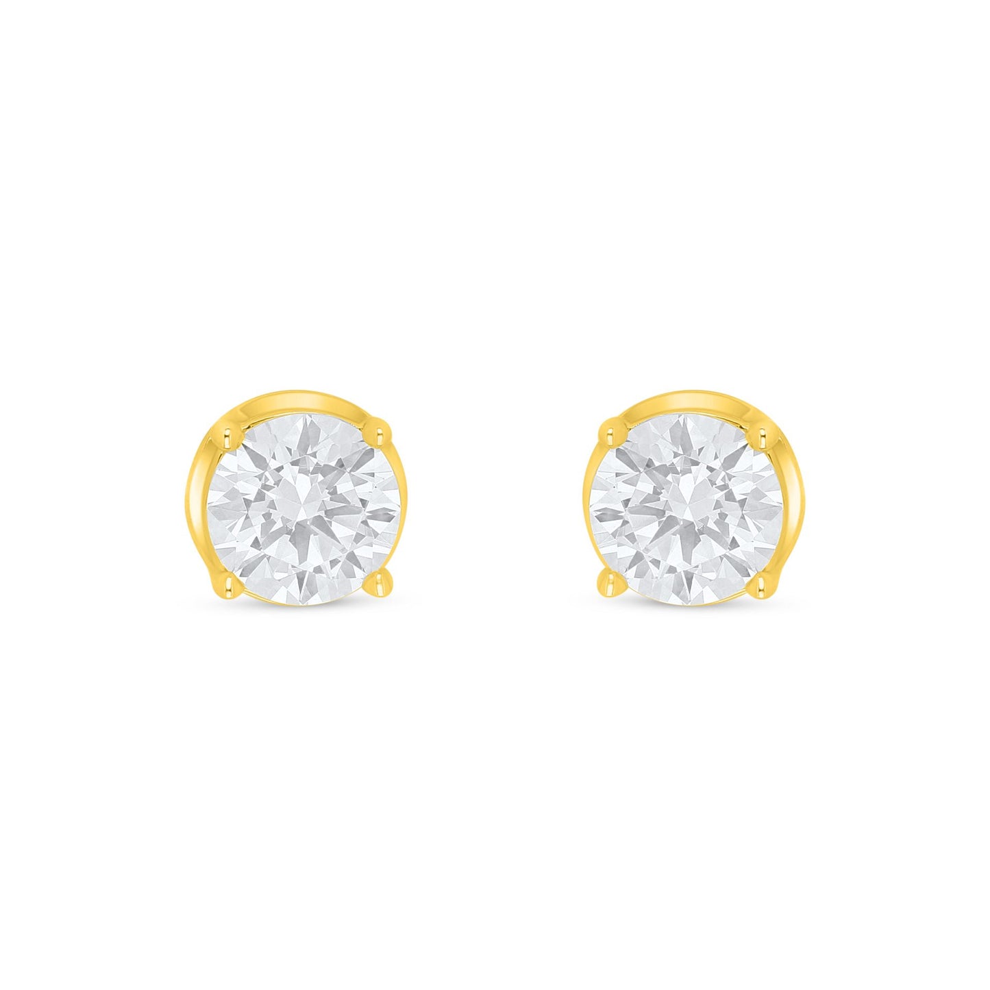 Sterling Silver 925 Earring Golden Plated Embedded With White Zircon