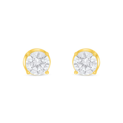 Sterling Silver 925 Earring Golden Plated Embedded With White Zircon