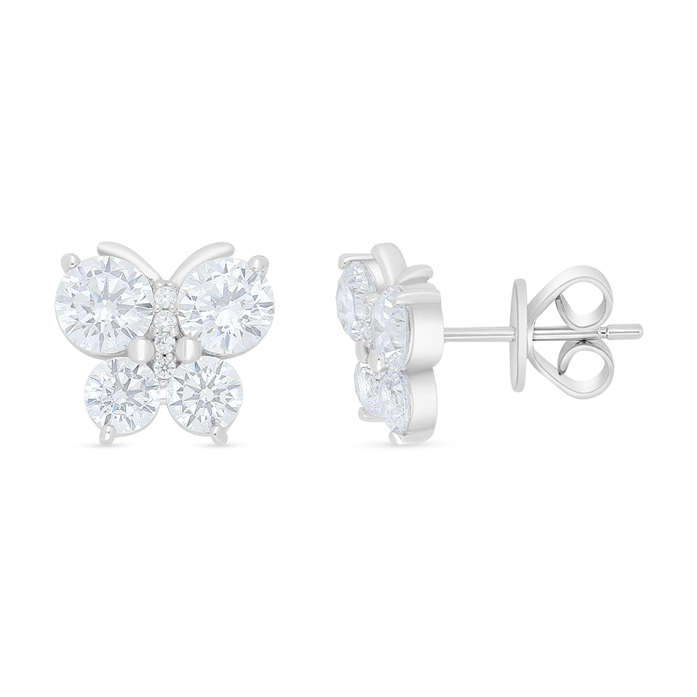 اقراط من الفضة الخالصة عيار 925 مطلية روديوم مرصعة فص ابيض