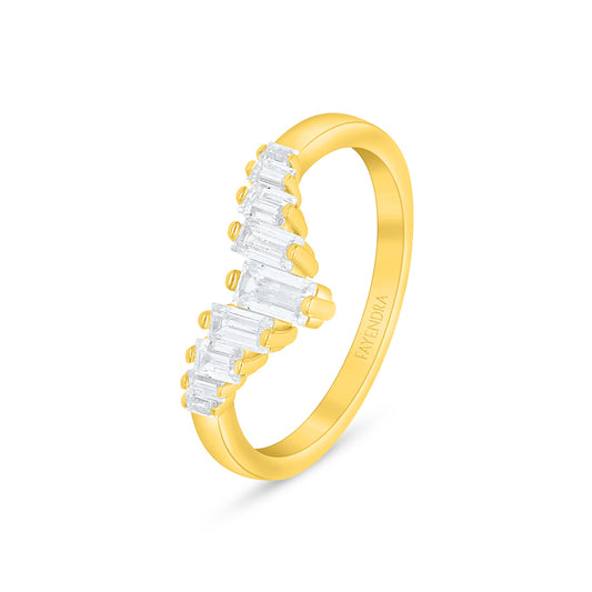 Sterling Silver 925 Ring Golden Plated Embedded With Diamond Zircon And White Zircon