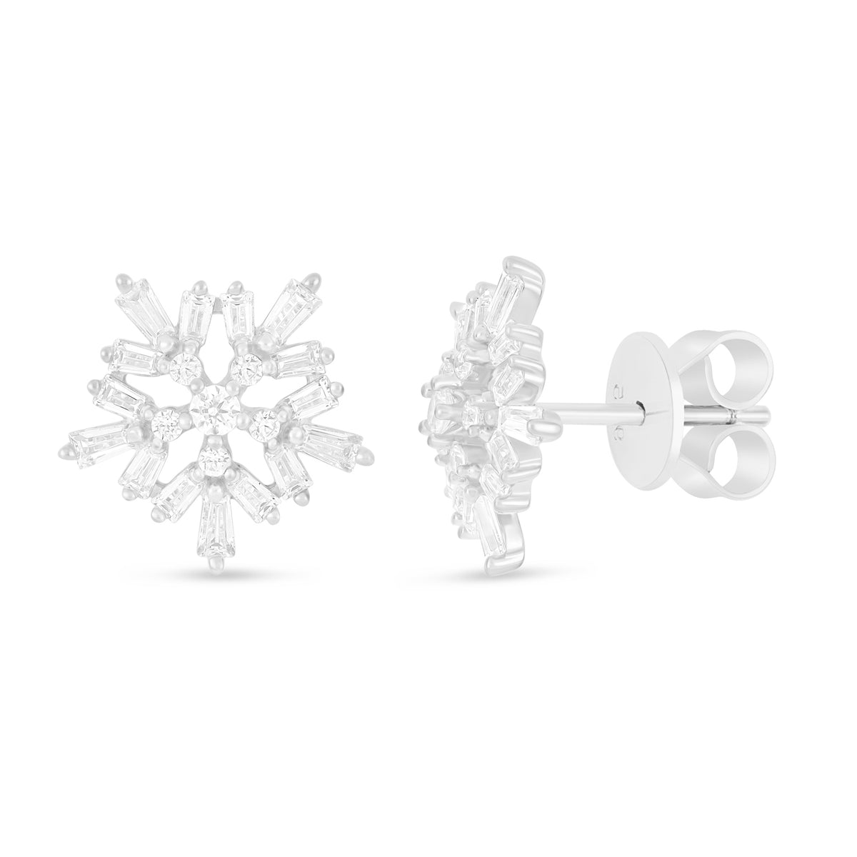 Sterling Silver 925 Earring Rhodium Plated Embedded With White Zircon