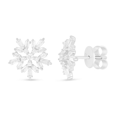 Sterling Silver 925 Earring Rhodium Plated Embedded With White Zircon