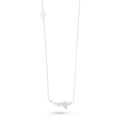 Sterling Silver 925 Necklace Rhodium Plated Embedded With Diamond Zircon And White Zircon