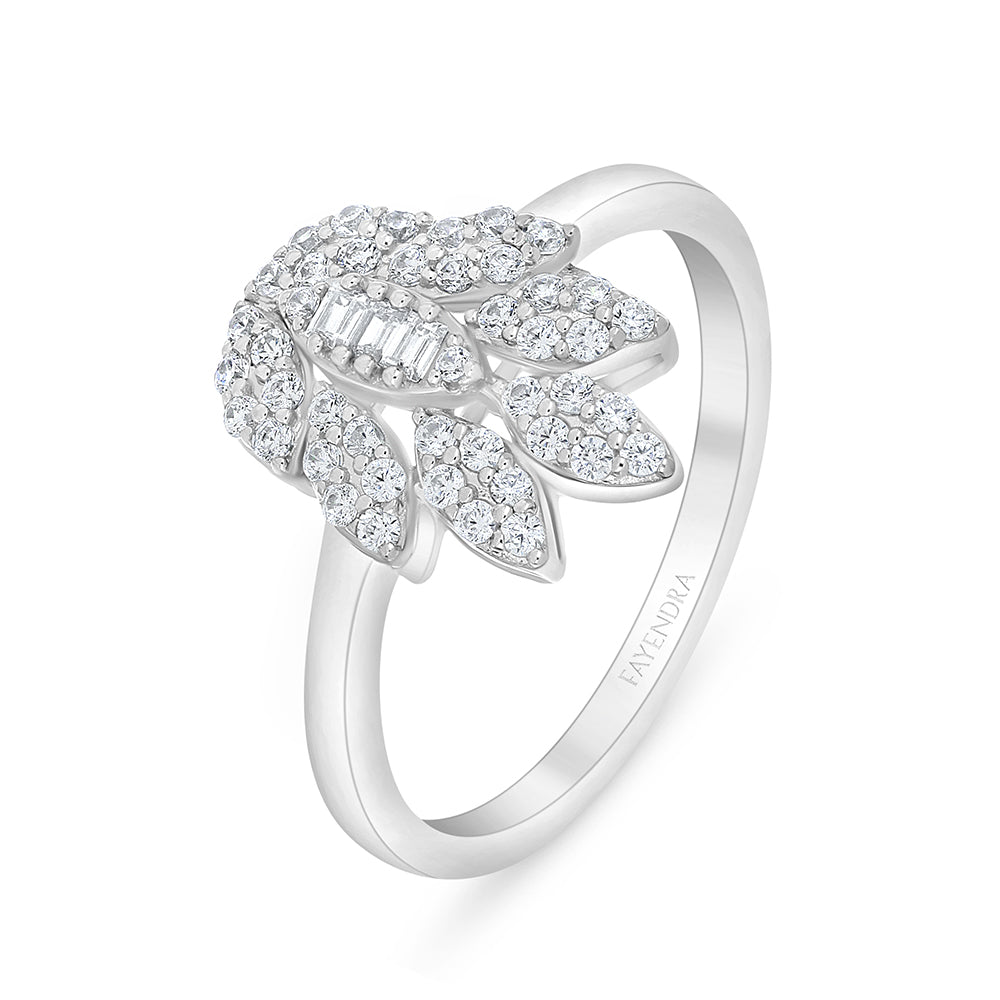 خاتم من الفضة الخالصة عيار 925 مطلي روديوم مرصع فص ابيض