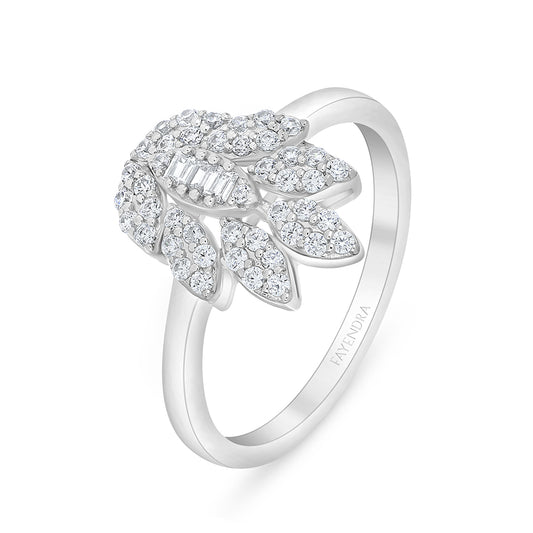 خاتم من الفضة الخالصة عيار 925 مطلي روديوم مرصع فص ابيض