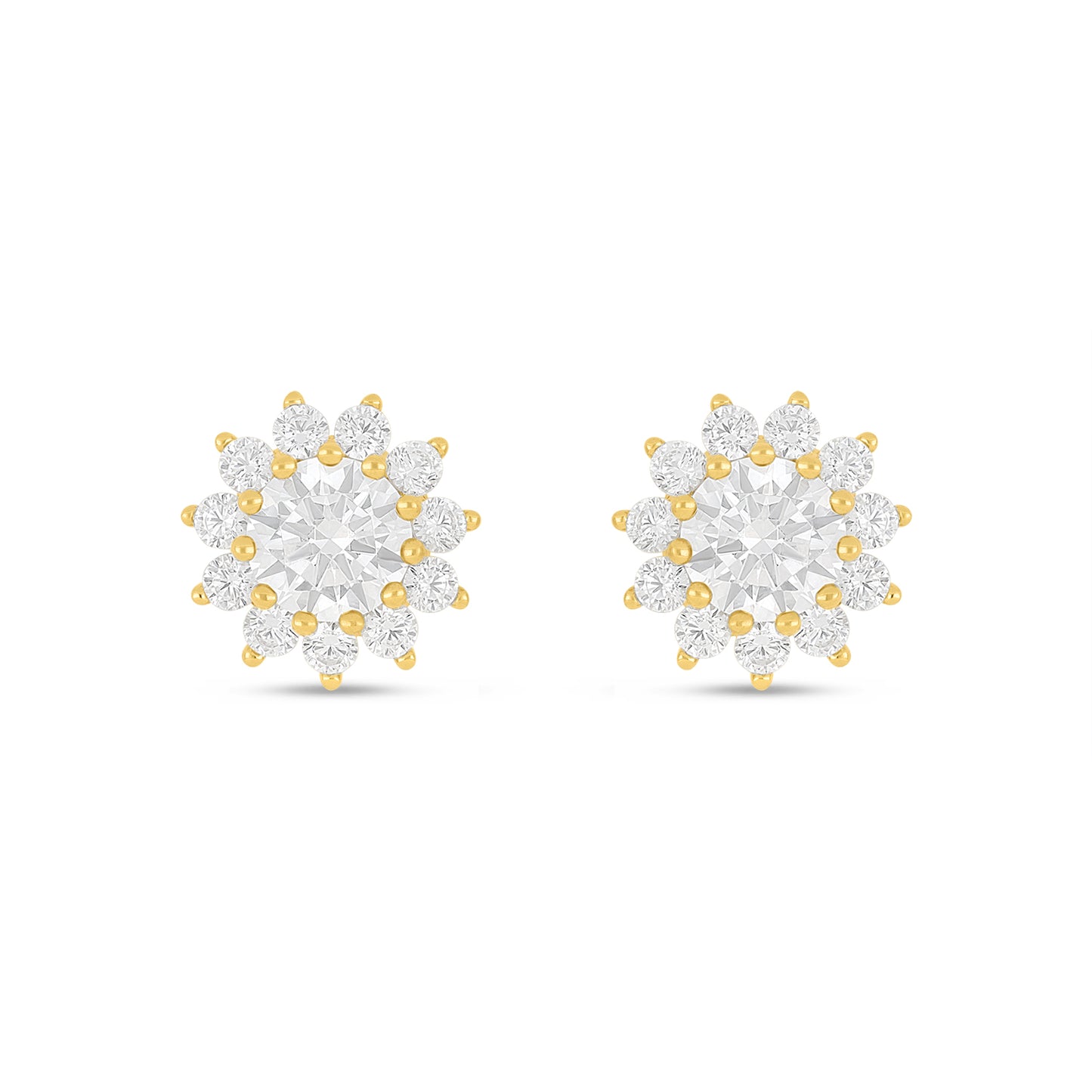 Sterling Silver 925 Earring Golden Plated Embedded With White Zircon