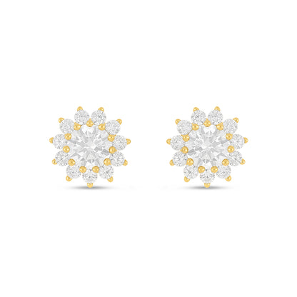 Sterling Silver 925 Earring Golden Plated Embedded With White Zircon