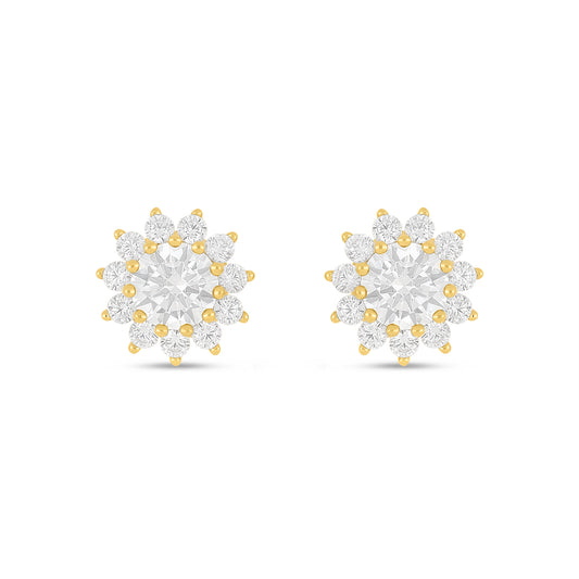 Sterling Silver 925 Earring Golden Plated Embedded With White Zircon