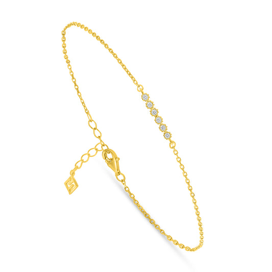Sterling Silver 925 Bracelet Golden Plated Embedded With White Zircon