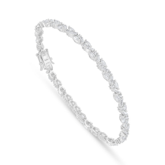 Sterling Silver 925 Bracelet Rhodium Plated Embedded With White Zircon