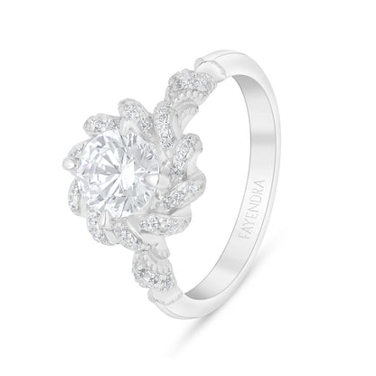 خاتم من الفضة الخالصة عيار 925 مطلي روديوم مرصع فص ابيض