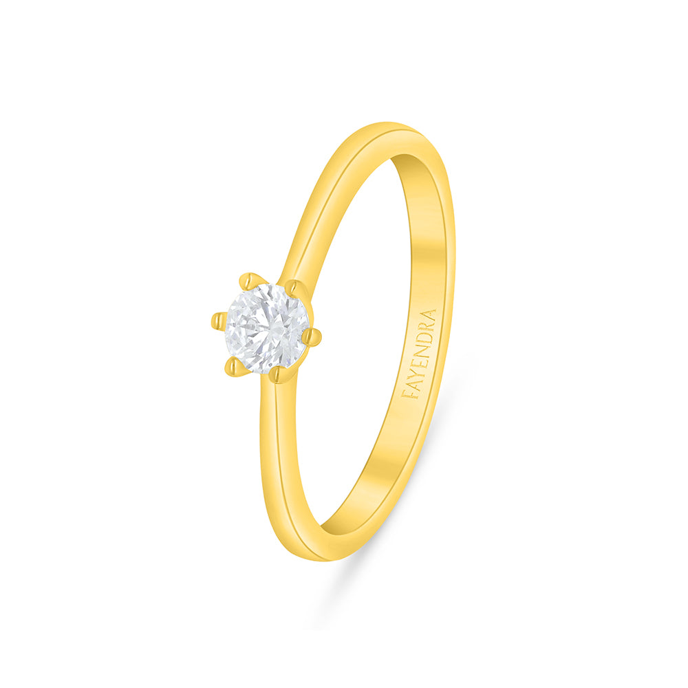Sterling Silver 925 Ring Golden Plated Embedded With White Zircon
