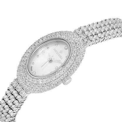 Stainless Steel 316L Watch Silver Color Embedded With White Zircon - WHITE MOP DIAL